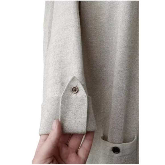 Diane Von Furstenberg DVF Longline Cardigan Jacket Sweater Metallic Size L - Picture 7 of 12